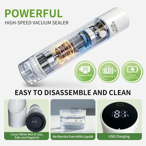 Miniatura 2 de Xinyonxin Máquina selladora al vacío de mano con 30 bolsas reutilizables, bomba eléctrica inalámbrica de conservación de alimentos para carne y sous