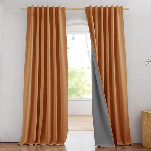 Miniatura 66 de NICETOWN Cortinas 100% opacas de 63 pulgadas de largo, 2 paneles de cortinas cortas con aislamiento térmico con forro para dormitorio, cortinas