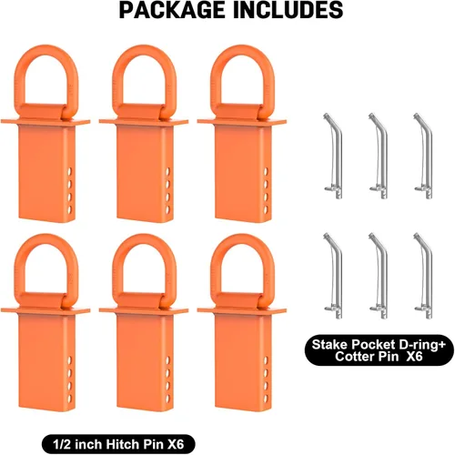 Miniatura 8 de Anillos D de amarre de bolsillo de estaca de 5/8 pulgadas Anillos de amarre de remolque resistentes con pasador antipérdida 6 anillos en D