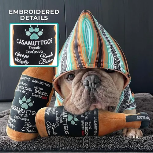 Miniatura 2 de Haute Diggity Casamuttgos Tequila, Juguetes de felpa para perros de diseñador con silbato interactivo, enriquecimiento estimulante para mascotas
