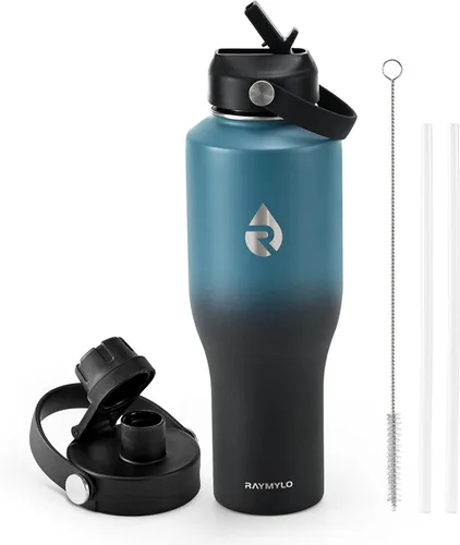 Miniatura 22 de RAYMYLO Botella de agua de acero inoxidable de 32 onzas (fría durante 48 horas, caliente durante 24 horas), botella de agua aislada al vacío