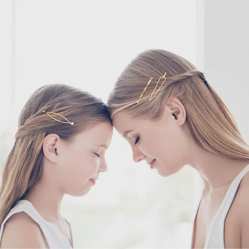 Miniatura 7 de Yaomiao Juego de 17 horquillas doradas geométricas para el cabello, pasadores de metal dorado, joyería decorativa, accesorios para mujeres, bodas