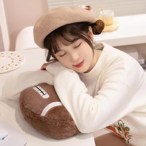 Miniatura 7 de XIYUAN Almohada deportiva de rugby de 17.7 x 13.8 pulgadas, almohada suave de peluche, juguetes de felpa de fútbol mullidos y duraderos, regalo