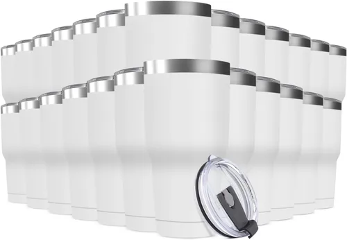 Miniatura 14 de Taza de viaje de acero inoxidable de 30 onzas con tapa, paquete de 16 vasos a granel aislados al vacío de doble pared, taza de café