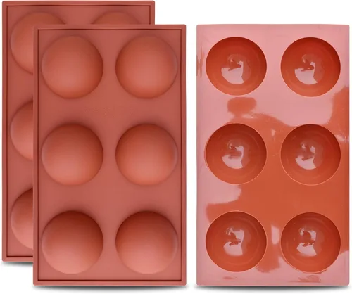 homEdge Molde de silicona grande de 6 cavidades, 3 paquetes de moldes para hornear para hacer bombas de chocolate caliente, pasteles, gelatina,