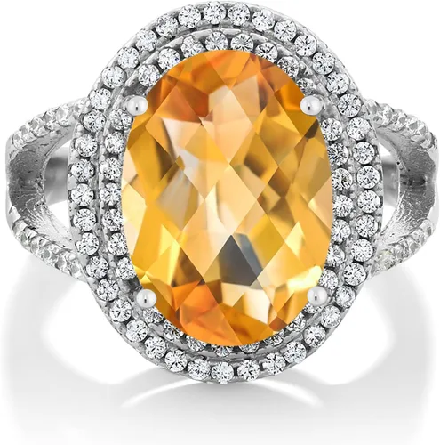 Miniatura 16 de Gem Stone King Anillo de piedra preciosa y piedra natal de 5-10 quilates para mujer Plata de ley 925 Ovalado 14X10MM Anillo de boda