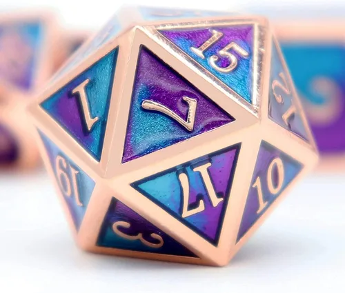 Miniatura 44 de Haxtec - Juego de dados de metal DND, dados poliédricos D&D compatibles con Dungeons and Dragons, regalo TTRPG, dados de metal bronce antiguo