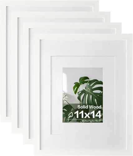 Miniatura 16 de Egofine Juego de 4 portarretratos de 4 x 6, hechos de madera maciza cubierta de plexiglás de 3 x 4.5 pulgadas y 3.5 x 5 pulgadas con paspartú o de 4