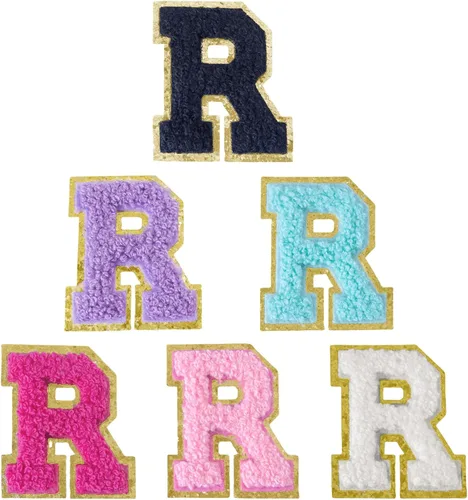 Miniatura 238 de 6 piezas de parches de letras de chenilla autoadhesivas, parches de letras preppy de 2 pulgadas para bolsos, ropa y sombreros, grandes pegatinas