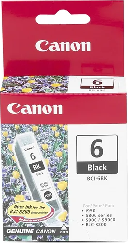 Canon BCI-6 Depósito de tinta negra auténtica, compatible con iP5000, iP4000R, iP4000, i9900, i9100, i960, i950, i900D, i860, S9000, S900, MP780,