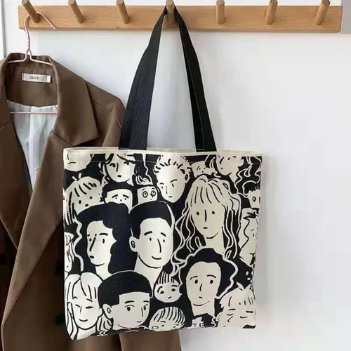 Miniatura 6 de GODWOODS Bolso de mano estético de lona con cremallera para mujer, bolsas de hombro de viaje con compartimentos