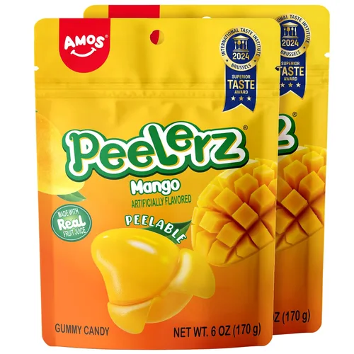 Miniatura 24 de AMOS Peelerz - Paquete variado de 4 gomitas pelables, 3.00 oz cada uno (total de 4.94 oz), mango, uva, plátano, melocotón, gomitas suaves de frutas