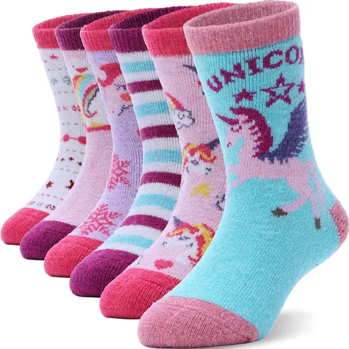 Miniatura 55 de ANTSANG Calcetines de Lana, Calcetines Térmicos Cálidos y Gruesos Tipo Crew Boot para Niños Pequeños, Niños y Niñas, 6 Pares