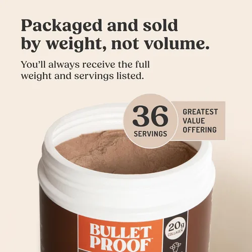 Miniatura 7 de Polvo de proteína de colágeno con chocolate y aceite MCT de Bulletproof, 19g de proteína, 42.3 onzas, tamaño de valor, con péptidos de colágeno