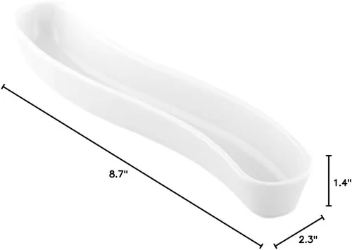 Miniatura 13 de Restaurantware Swerve - Plato de oliva de 6 onzas, 1 bandeja curvada de aceituna, de porcelana blanca, resistente a astillas, canoa de olivo apta