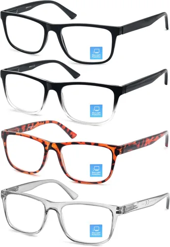 Miniatura 14 de Gafas de Lectura con Bloqueo de Luz Azul Hombres Grandes Cuadradas Sobredimensionadas de Ajuste Amplio Trampas para Hombres con Cabeza/Cara Grande