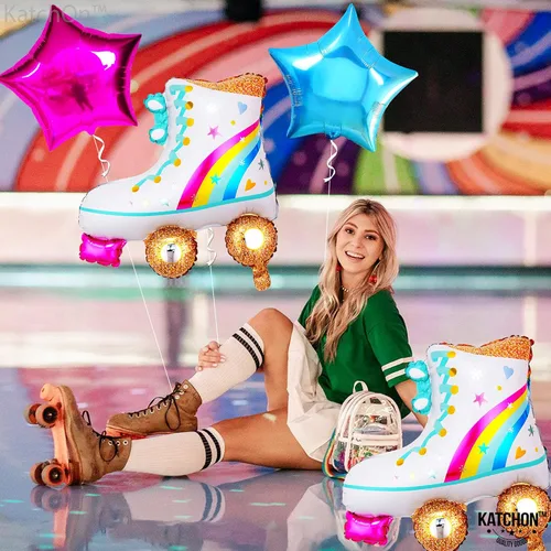 Miniatura 4 de KatchOn, Globo rosa intenso del número 7 de 40 pulgadas, paquete de 5 unidades. Globos de patinaje para decoraciones de fiesta de patinaje sobre
