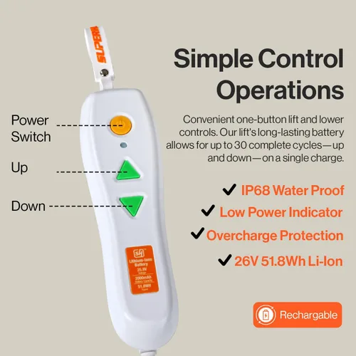 Miniatura 6 de SuperHandy Elevador portátil de suelo y bañera: batería de 26 V 51.8 Wh, peso ligero de 19 libras, plegable, capacidad de 330 libras, elevación Azul