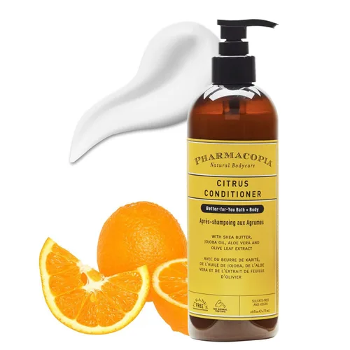 Pharmacopia Acondicionador cítrico – Hidratante natural para el cuero cabelludo, vegano y libre de crueldad animal con manteca de karité, aloe vera,