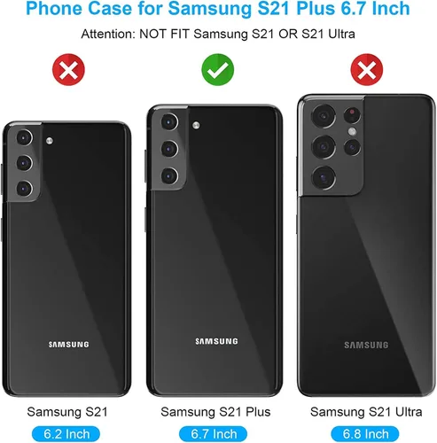 Miniatura 2 de Funda de teléfono para Samsung Galaxy S21 Plus Glaxay S21+ 5G con protector de pantalla de vidrio templado, tarjetero y tarjetero con soporte