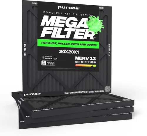 Miniatura 43 de PuroAir Filtro Mega - Filtro de aire de 12x12x1 MERV 13 para el hogar con carbón activado - Filtros alérgenos, caspa de mascotas, humo, polvo