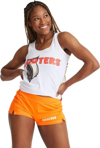 Miniatura 5 de Ripple Junction El traje de Hooters para mujer incluye camiseta blanca y pantalón corto naranja con licencia oficial blancoanaranjado