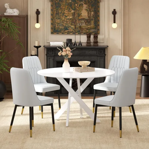 Miniatura 43 de RGZ Juego de mesa de comedor redonda negra de mediados de siglo para 2, mesa de cocina pequeña de madera circular de 36 pulgadas y 2 sillas