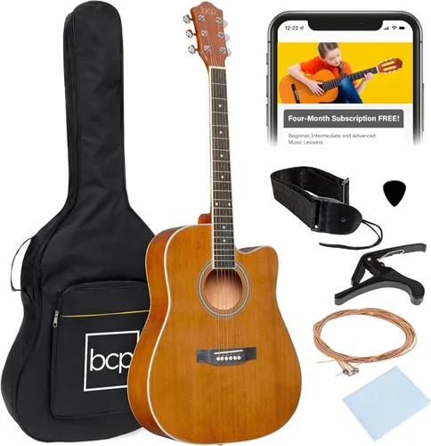 Miniatura 13 de Best Choice Products Guitarra Acústica para Principiantes de 41 Pulgadas, Tamaño Completo, Toda de Madera con Cutaway, Juego de Inicio con Funda
