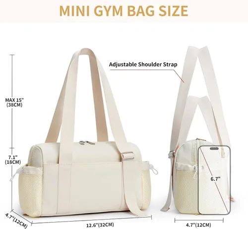 Miniatura 4 de WLLWOO - Bolsa de gimnasio pequeña con bolsillo húmedo para mujer, bolsa de lona para yoga, bolsa de entrenamiento ligera para baile, fines