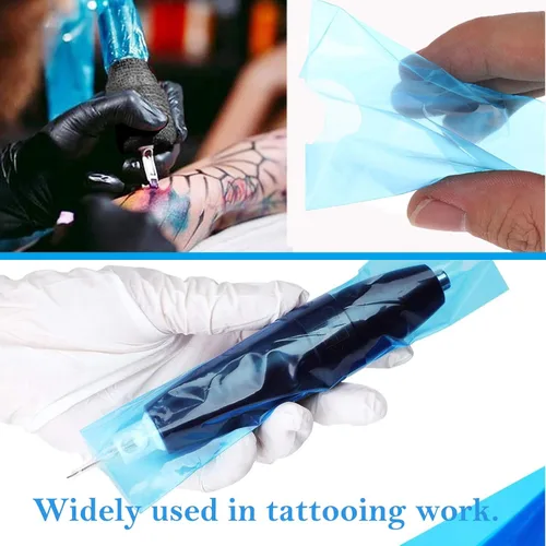 Miniatura 6 de 200 cubiertas para máquina y 4 cintas de agarre, cubiertas para bolígrafos de tatuaje Urknall para cubrir agarre, fundas de barrera, suministros