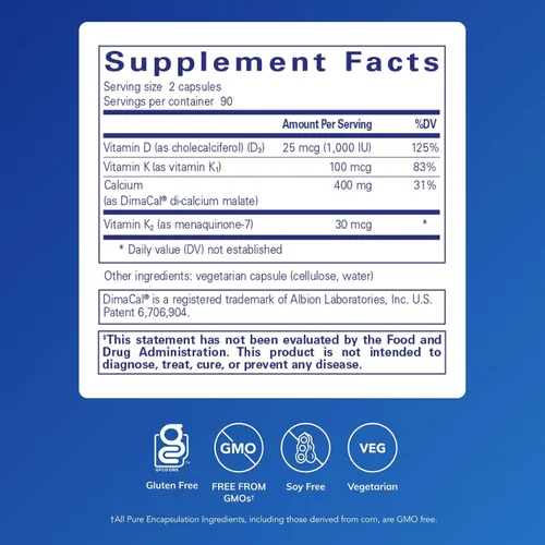 Miniatura 2 de Pure Encapsulations Calcio K/D Suplemento para la fuerza ósea, el sistema inmunológico, el colon y la salud cardiovascular* 180 cápsulas