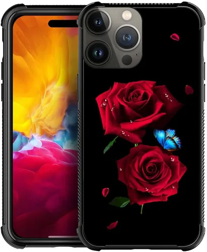 Miniatura 32 de DJSOK Compatible con funda para iPhone 13 Pro Max, fundas doradas de mariposa y rosa para iPhone 13 Pro Max para mujeres y niñas, diseño