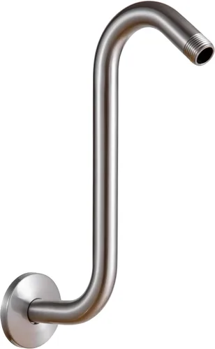 OFFO Brazo de extensión de cabezal de ducha de 10 pulgadas, brazo de ducha en forma de S de níquel cepillado con brida, extensión de brazo de ducha
