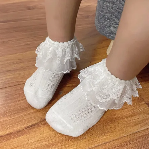 Miniatura 9 de Juebm Infant Baby Girls Ruffle Socks Toddler Dress socks,Pack of 356 Baby Frilly Lace Ankle Socks