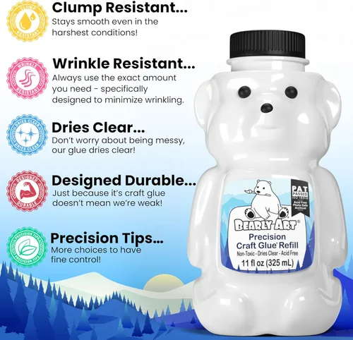 Miniatura 2 de Bearly Art Precision Craft - Recarga de pegamento de 11 oz – se seca transparente – resistente a las arrugas – flexible y resistente a las grietas