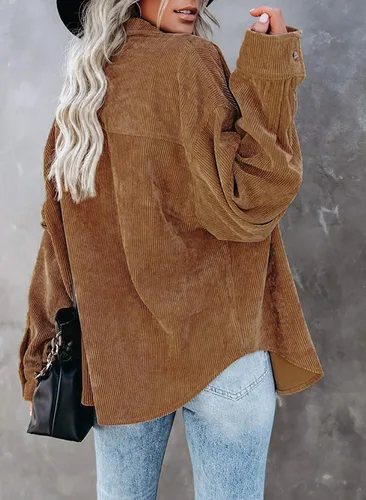 Miniatura 6 de Astylish - Camisas de pana para mujer, blusa informal de manga larga con botones