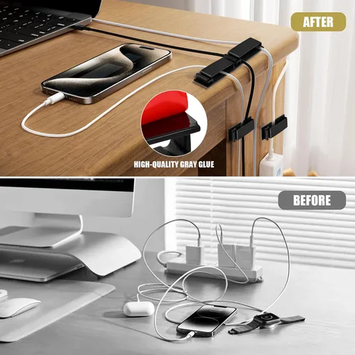 Miniatura 3 de Clips autoadhesivos para organizar cables, clips de línea, organizadores de cables, clips de línea de TV PC, clips de cable Ethernet debajo