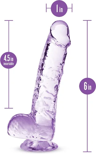 Miniatura 3 de Blush Naturally Yours - Consolador cristalino realista con bolas, juego anal y vaginal para principiantes, base de ventosa, arnés compatible