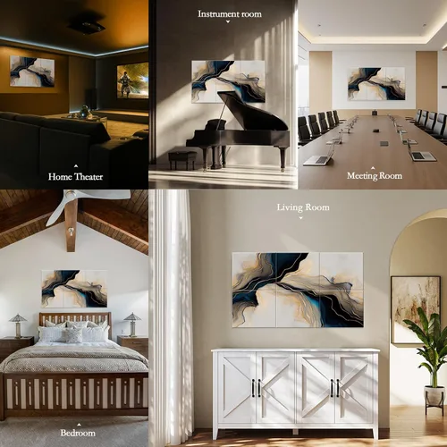 Miniatura 7 de JBER Paquete de 6 paneles acústicos artísticos, paneles de pared insonorizados de 47.2 x 27 pulgadas, paneles de pared autoadhesivos grandes