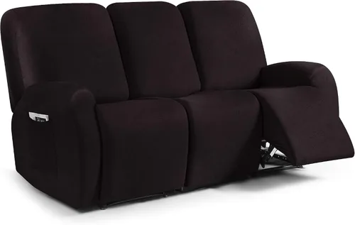 Miniatura 30 de ANARACHON Fundas para sillas reclinables con aspecto de cuero, funda elástica de 4 piezas, funda suave para silla reclinable, protector de muebles
