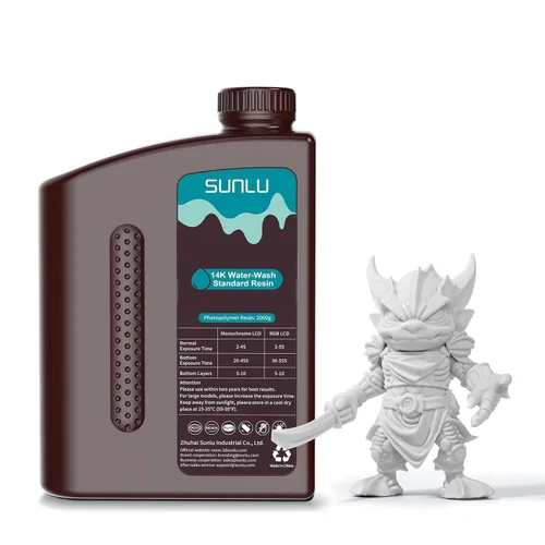 Miniatura 11 de SUNLU - Resina lavable al agua de 1000 g, resina de impresora 3D de curado rápido para impresoras 3D de resina LCD DLP SLA, resina de fotopolímero