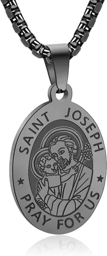 Miniatura 34 de Collar de patrón de santo, San Miguel/Virgen María/Rafael/Judá/Cristóbal/Benedicto/José/Patricio/Francisco/Florián/Tomás/Antonio, acero inoxidable