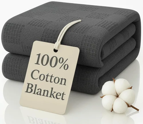 Miniatura 24 de JMR - Manta de punto gofre, 100 % algodón, tamaño Queen, ligera, tejida de punto gofre, para cama, sofá y sofá, transpirable, cómoda para todas