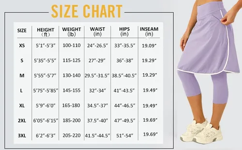 Miniatura 6 de Aurgelmir Faldas de golf hasta la rodilla para mujer con pantalones capri para entrenamiento, yoga, faldas atléticas