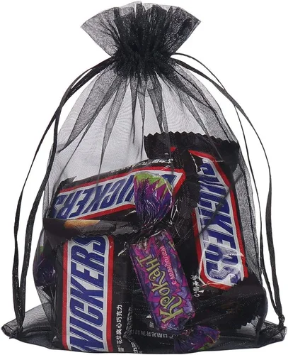 Miniatura 6 de YQL Bolsas de organza negras, 100 bolsas de regalo de 5 x 7 pulgadas, bolsas de malla para protección de frutas, bolsas de joyería, bolsas