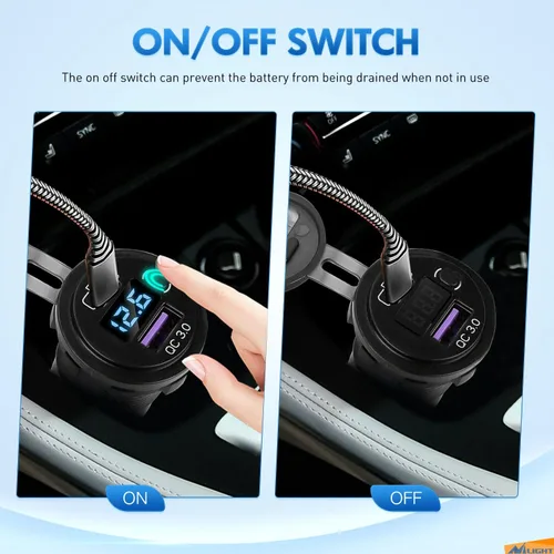 Miniatura 3 de Nilight Enchufe USB PD tipo C y QC 3.0 USB de carga rápida 12V 24V Enchufe de coche Voltímetro Interruptor de encendido/apagado Kit de alambre