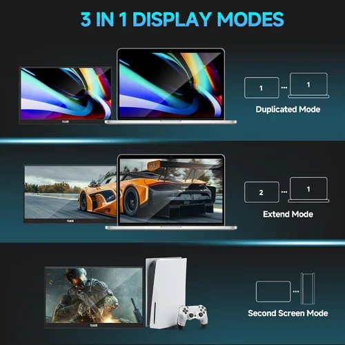 Miniatura 5 de Monitor portátil para juegos de 15.6 pulgadas, pantalla IPS USB-C HDMI 144 Hz, pantalla ultradelgada portátil, monitor de computadora portátil