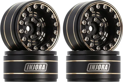 INJORA Rueda de Beadlock de Latón 1.0 - Desplazamiento Negativo 3.15mm para 1/18 TRX4M SCX24 Gladiator Bronco C10 JLU Deadbolt Axial 1/24 Crawler,