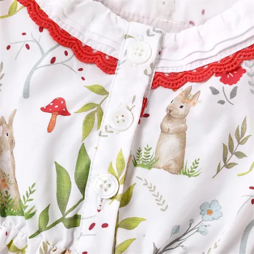 Miniatura 4 de PATPAT Vestido floral de princesa para niña, manga corta abombada, acampanado, elegante, vestido fruncido para niña de 3 a 24 meses