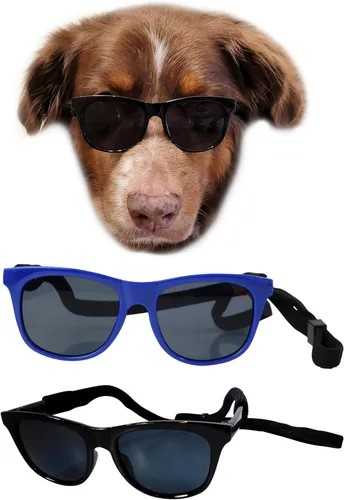 Miniatura 14 de G006 Disfraz para perro y mascota, estilo retro de los años 80, lentes de sol ajustables para razas medianas de 20 a 40 libras, para fiesta, Panto